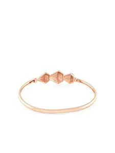 AMI Women Brass Cubic Zirconia Rose Gold-Plated Kada Bracelet