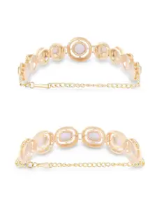 AMI Set of 2 Gold-Plated Stone-Studded Wraparound Bracelet
