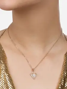AMI Rose Gold-Plated & CZ Studded Pendants With Chains