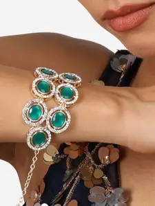 AMI Pack Of 2 Gold-Plated Austrian Diamonds Studded Wraparound Bracelets