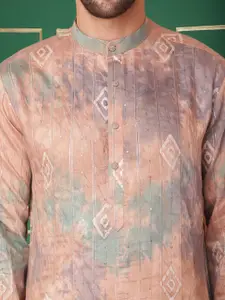 Jompers Floral Embroidered Mandarin Collar Chikankari Straight Kurta With Pyjama