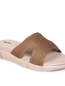 DressBerry Beige Textured Open Toe Flats