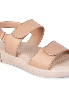 DressBerry Cream-Coloured Textured Open Toe Flats