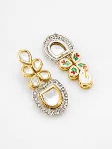 aadita Gold-Plated Kundan-Studded Contemporary Drop Earrings
