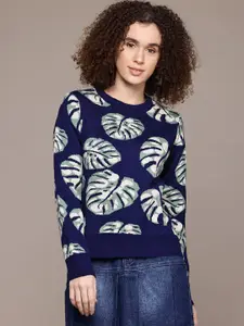 The Roadster Lifestyle Co. Tropical Self Design Sweater