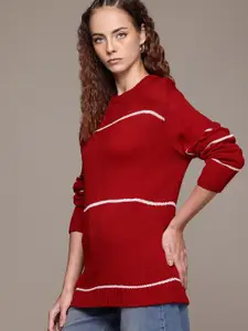 The Roadster Lifestyle Co. Women Acrylic Striped Pullover