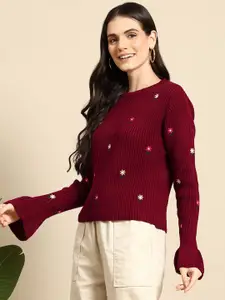 Mast & Harbour Floral Embroidered Pullover