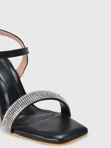 SCENTRA Embellished Open Toe Block Heels