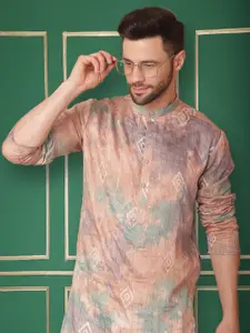 Jompers Abstract Mandarin Collar Long Sleeves Cotton Kurta