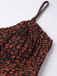 DressBerry Summer Girl Twirly Animal Print Smocked Maxi Dress