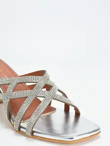 SCENTRA Embellished Open Toe Block Heels
