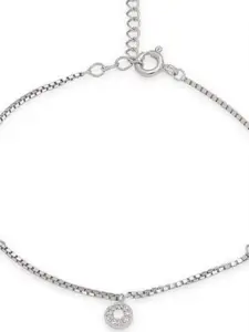Zavya Rhodium-Plated 925 Pure Sterling Silver Cubic Zirconia Link Bracelet