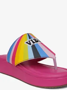 HASTEN Printed Open Toe Flatform Heels