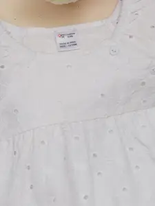 Creative Kids Infant Girls Self Design Cap Sleeves Schiffli Fit & Flare Dress