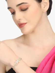 Adwitiya Collection Women 24CT Gold-Plated Stone Studded Bangle-Style Bracelet