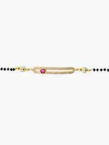Adwitiya Collection Women Gold-Plated Artificial Stones Studded Beaded Link Bracelet