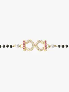 Adwitiya Collection Women Gold-Plated Artificial Stones Studded Beaded Link Bracelet