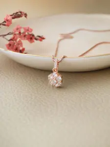MANNASH Sterling Silver Rose Gold Plated Cubic Zirconia Pendant
