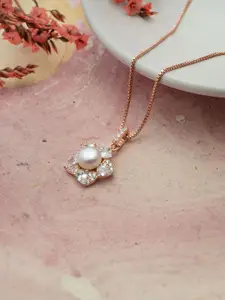 MANNASH 925 Sterling Silver Rose Gold Plated CZ-Studded Pendant