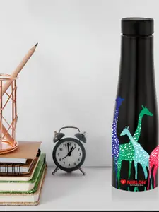 NIRLON Black Printed Stainless Steel Single Wall Vacuum Water Bottles 1 L
