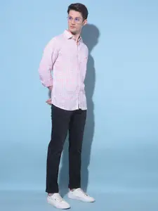 Crimsoune Club Men Classic Slim Fit Grid Tattersall Checked Casual Shirt