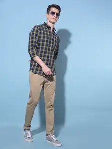 Crimsoune Club Classic Slim Fit Tartan Checks Cotton Casual Shirt