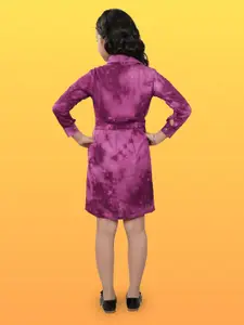 BAESD Girls Abstract Printed Shirt Collar Flared Shirt Dress