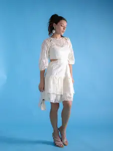 Stylecast X Hersheinbox Floral Embroidered Cut-Out A-Line Dress