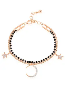 Peora Rose Gold Plated Beads Beaded Mangalsutra Style Charm Bracelet