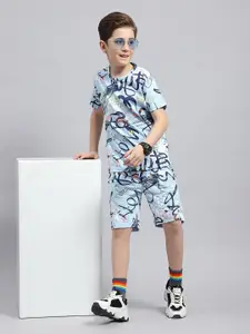 Monte Carlo Boys Abstract Printed Pure Cotton T-shirt with Shorts