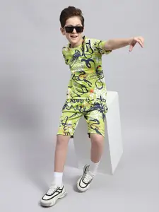 Monte Carlo Boys Abstract Printed Pure Cotton T-shirt with Shorts