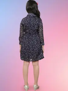 BAESD Girls Floral Print Georgette Fit & Flare Dress