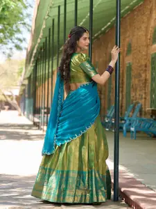 LOOKNBOOK ART Woven Design Silk Semi Stitched Lehenga & Unstitched Blouse With Dupatta