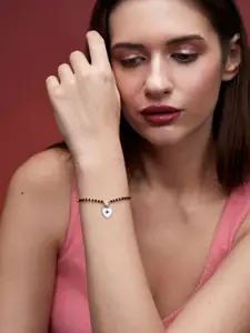 MINUTIAE Brass Gold-Plated Crystals Studded Link Bracelet