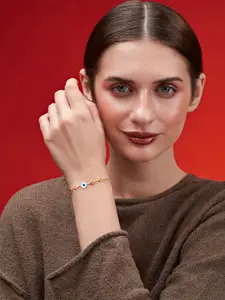 MINUTIAE Brass Crystals Gold-Plated Link Bracelet