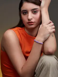 MINUTIAE Gold-Plated Brass Crystals Stone Studded Link Bracelet