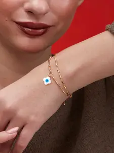 MINUTIAE Brass Crystals Gold-Plated Link Bracelet