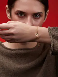 MINUTIAE Brass Crystals Gold-Plated Link Bracelet