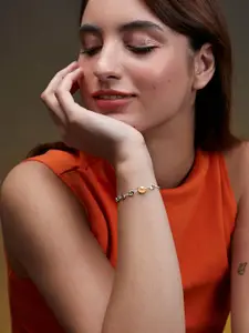 MINUTIAE Crystals Silver-Plated Link Bracelet