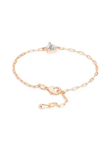 MINUTIAE Brass Crystals Rose Gold-Plated Link Bracelet