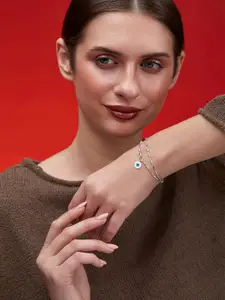 MINUTIAE Crystals Silver-Plated Link Bracelet