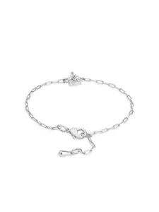 MINUTIAE Brass Silver-Plated Crystals Studded Link Bracelet