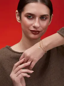 MINUTIAE Women Brass Crystals Gold-Plated Link Bracelet