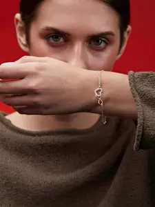 MINUTIAE Brass Crystals Silver-Plated Link Bracelet