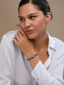 MINUTIAE Brass Crystals Silver-Plated Bracelet