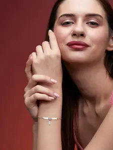 MINUTIAE Brass Crystals Silver-Plated Link Bracelet