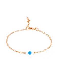 MINUTIAE Women Brass Rose Gold-Plated Crystals Studded Link Bracelet