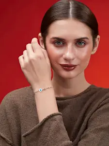 MINUTIAE Brass Crystals Silver-Plated Link Bracelet