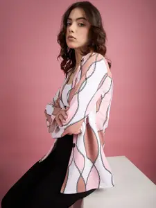 DressBerry Geometric Printed Single-Breasted Blazer