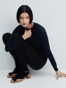 MANGO Ankle Loop Block Heels With Bow Detail